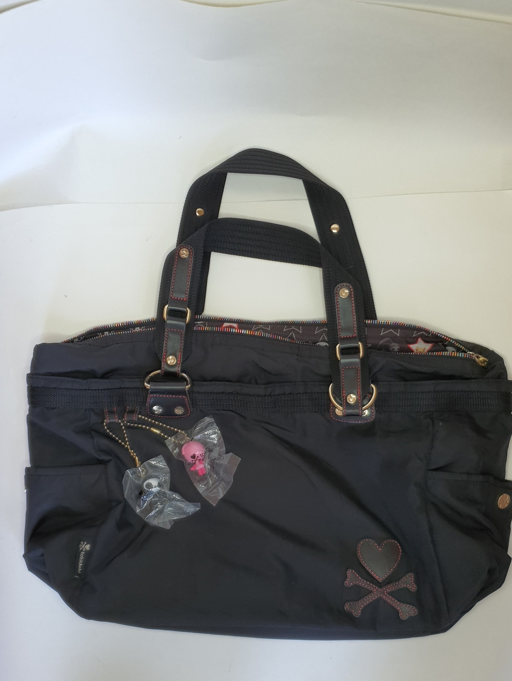 tokidoki Black Large Tote Bag with two new Quee figurines